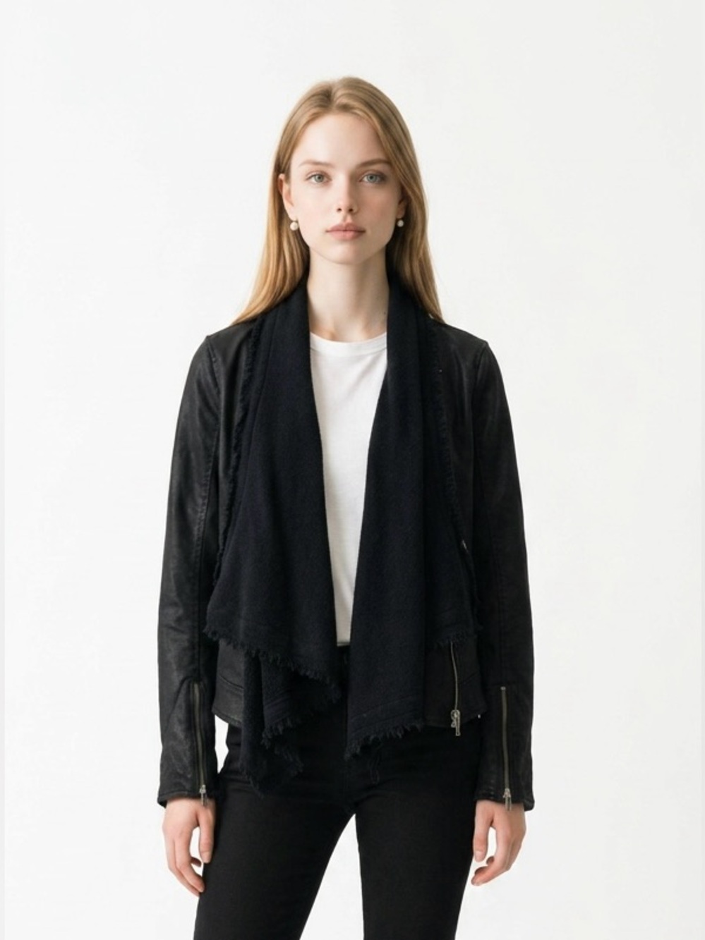 Free People Women's Black Denim Jacket Size 8
